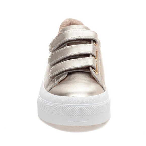 NEW JSLIDES Leather Gennie Sneakers IN gold for women 1225 3t7 - Picture 3 of 6